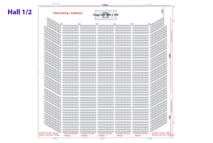Hall 1 or 2 Classroom Seating