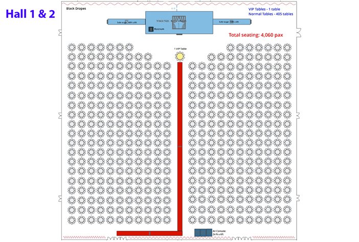 Hall 1 & 2 Banquet Seating